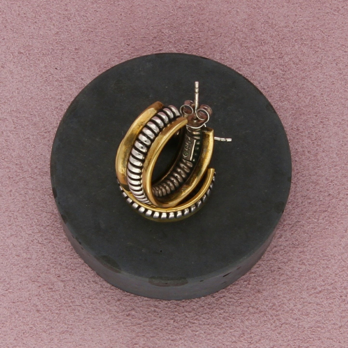 silpada sterling silver & brass rope hoop earrings