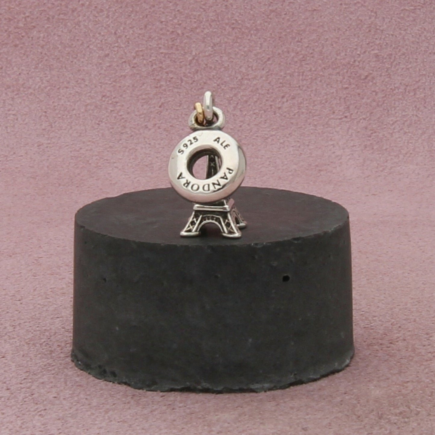 pandora sterling silver & 14k gold heart paris eiffel tower charm pendant