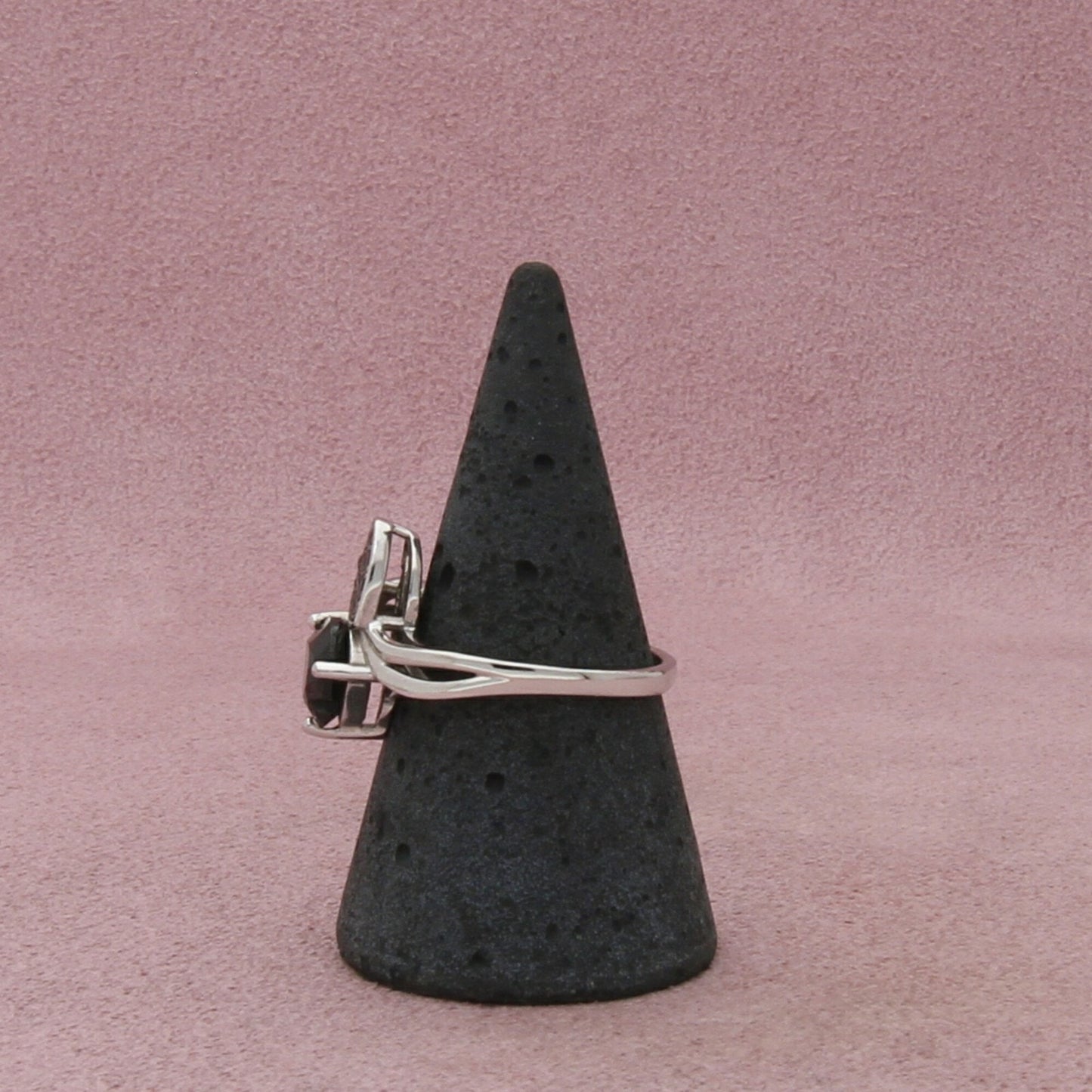 sterling silver black spinel hearts ring size 8