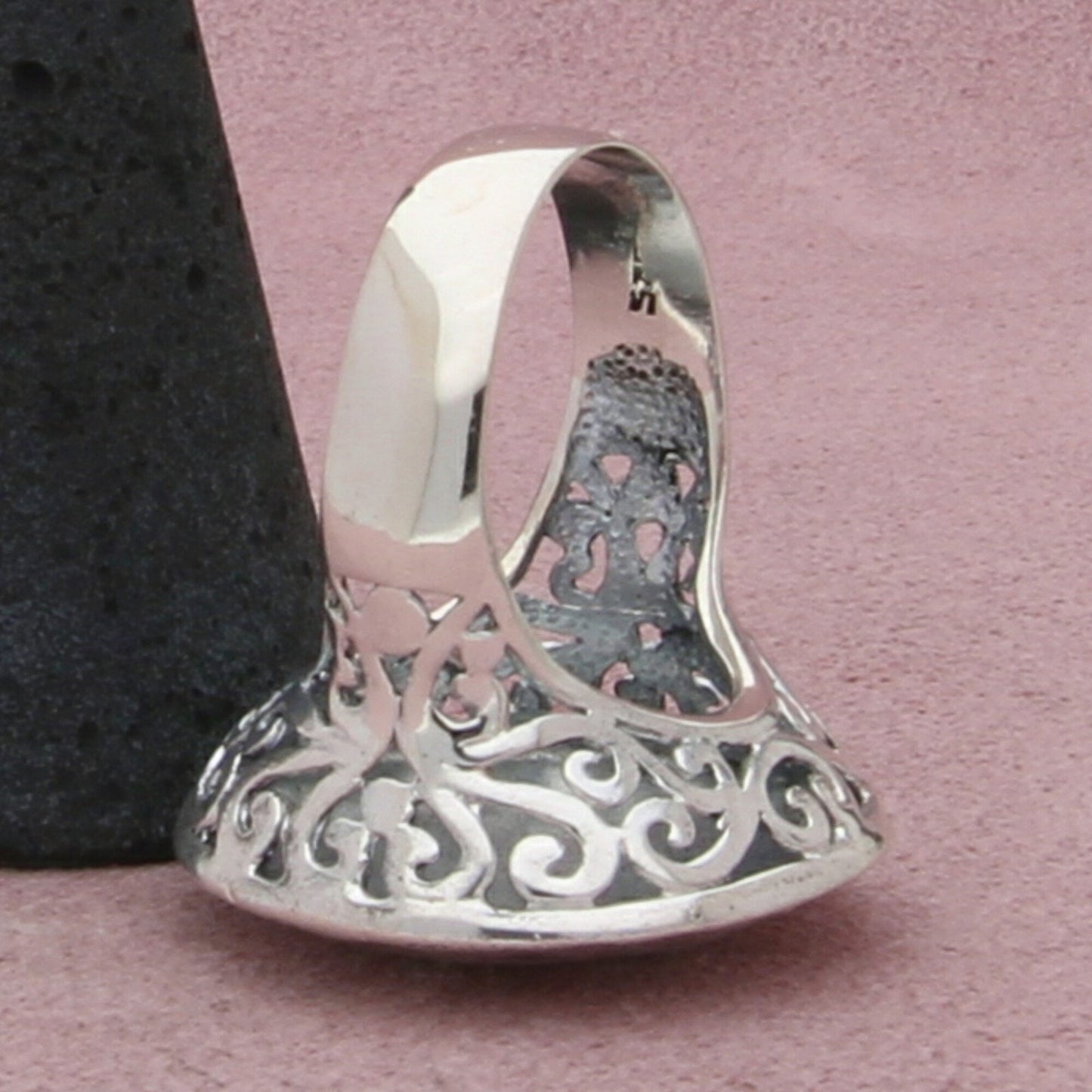 sterling silver chunky hammered scroll ring size 9.25