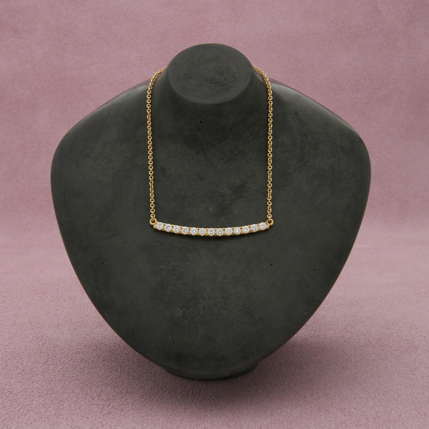 bony levy 18k yellow gold 0.42 ct diamond bar necklace size 17-19in