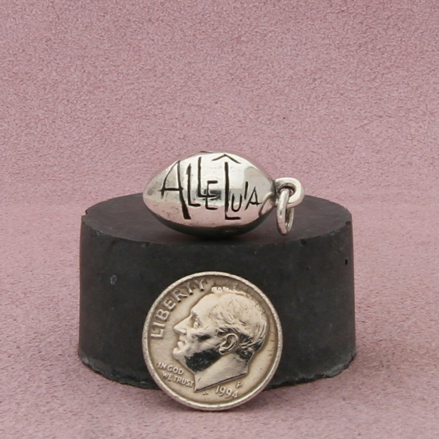 sterling silver vintage he is risen easter egg charm pendant