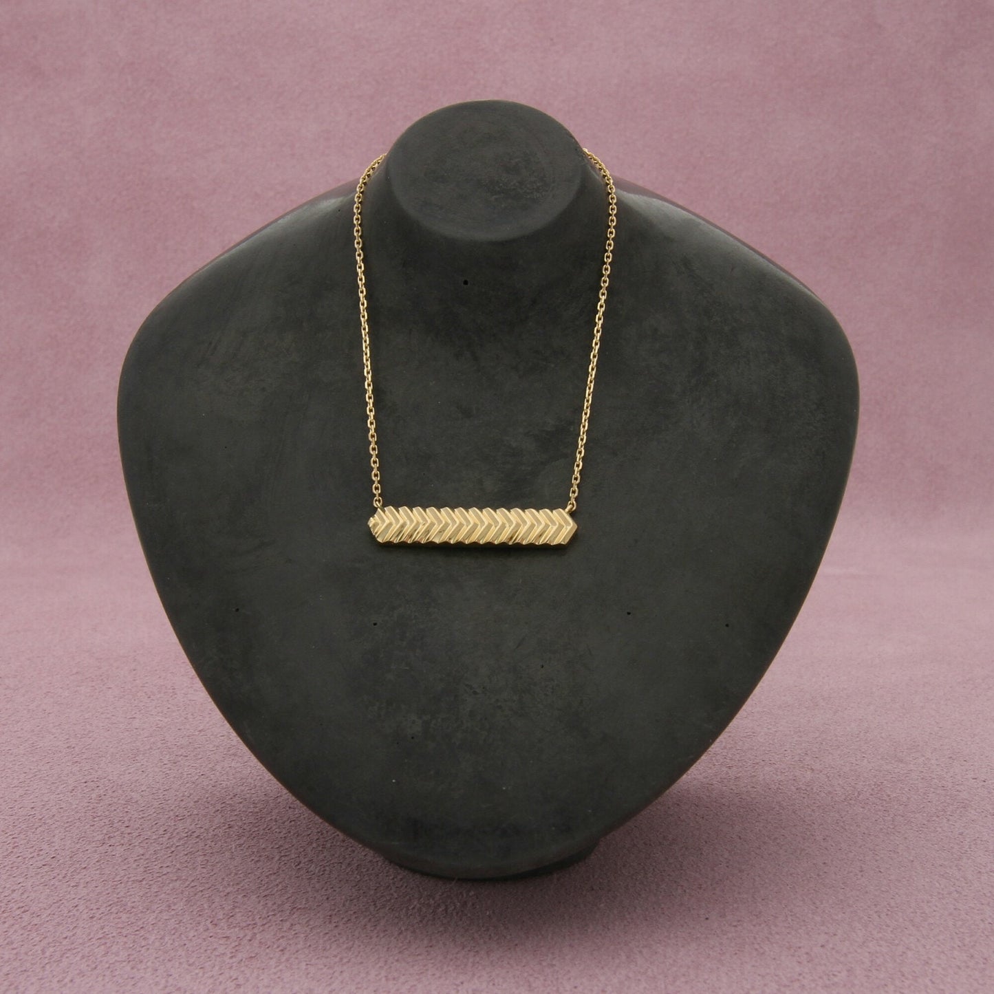 bony levy 14k yellow gold geometric bar pendant necklace size 16-18in
