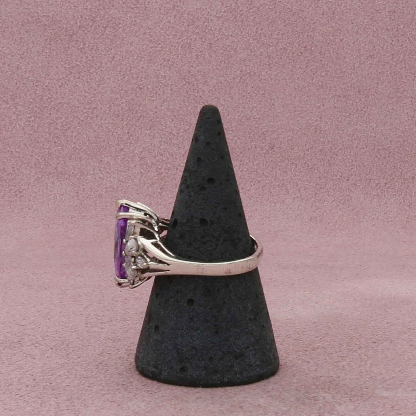 sterling silver marquise-cut purple & clear cz ring size 7.75