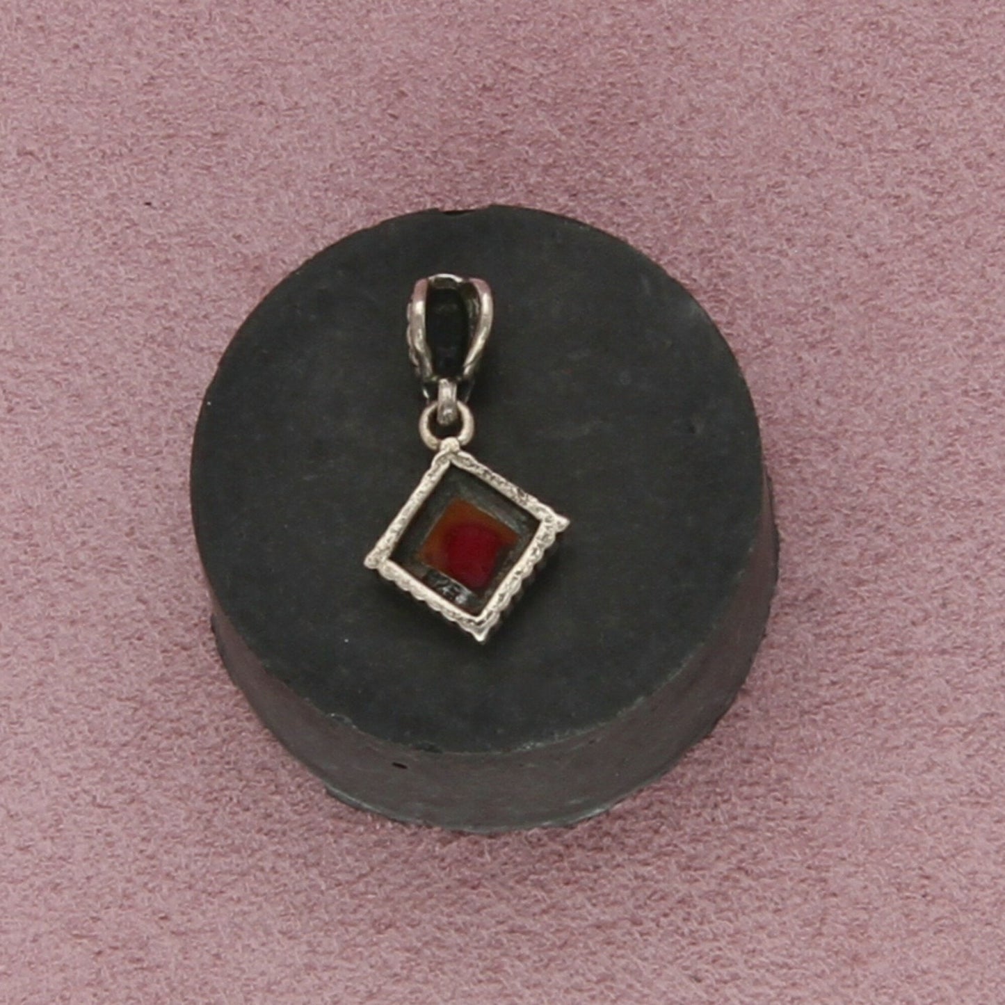 sterling silver vintage red jasper pendant