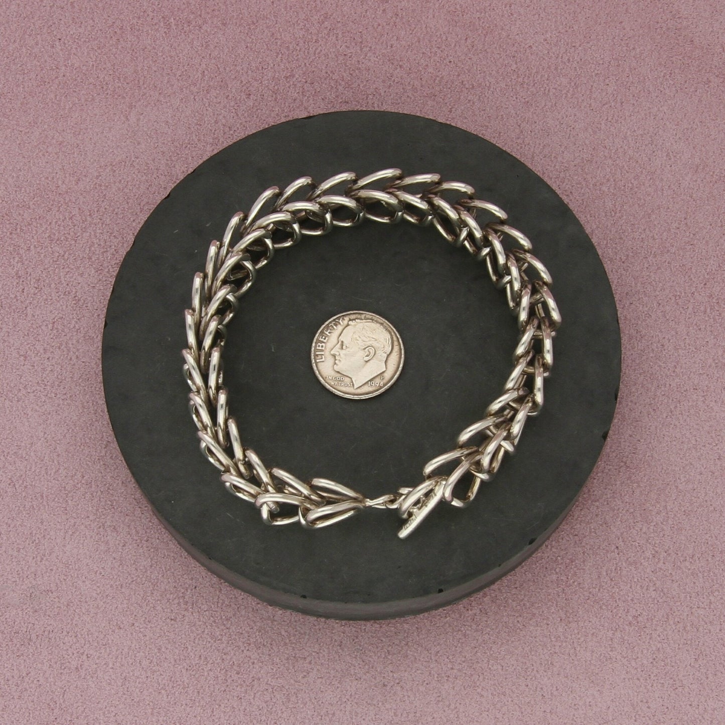 sterling silver 15mm unique link chain toggle bracelet size 7in