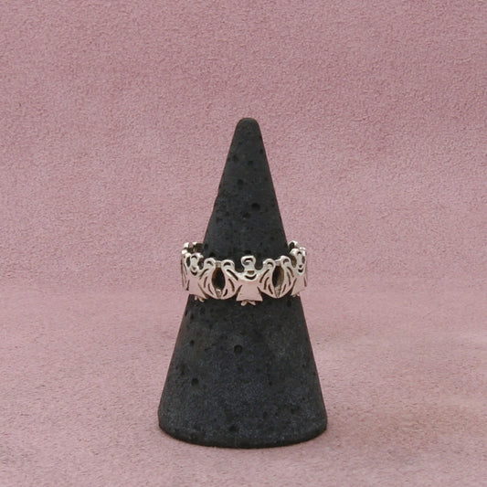 sterling silver guardian angels band ring size 6.25