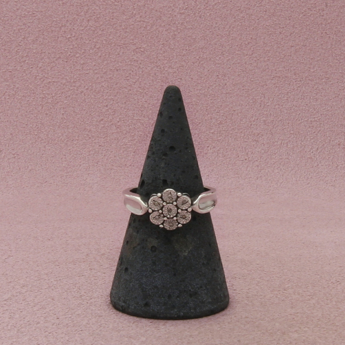 Zales Sterling Silver Diamond Floral Cluster Ring Size 7
