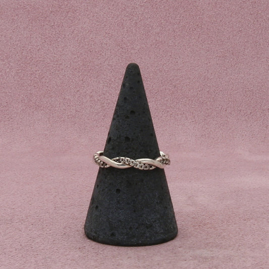 sterling silver clear cz twisted stack band ring size 7.5