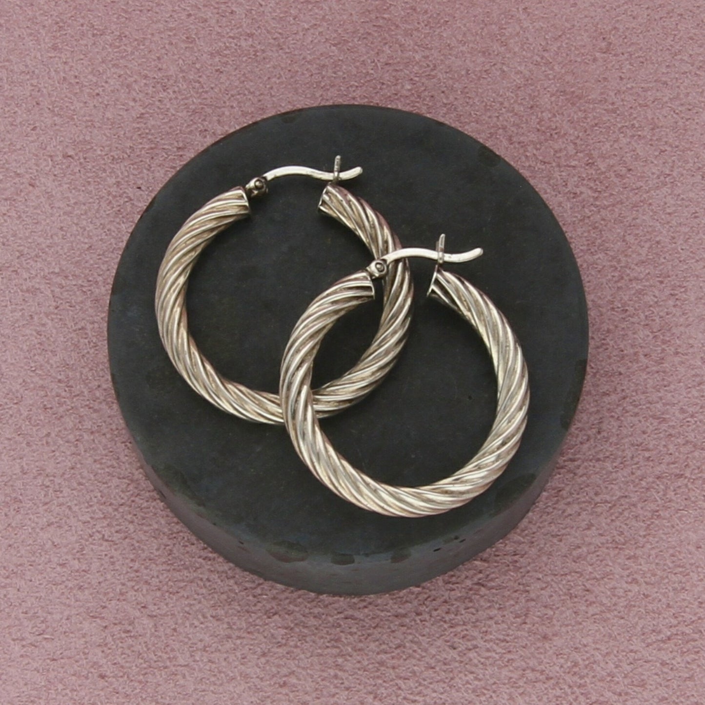 sterling silver 27mm twisted cable snap-post hoop earrings
