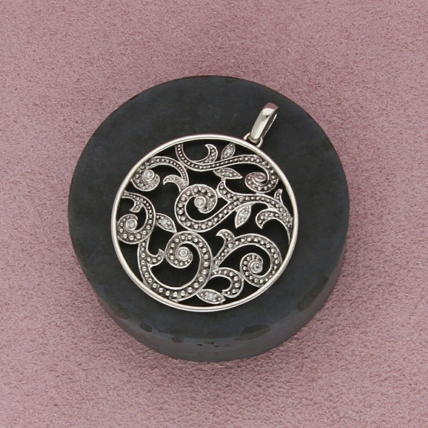 sterling silver diamond swirls pendant