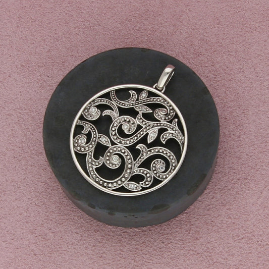sterling silver diamond swirls pendant