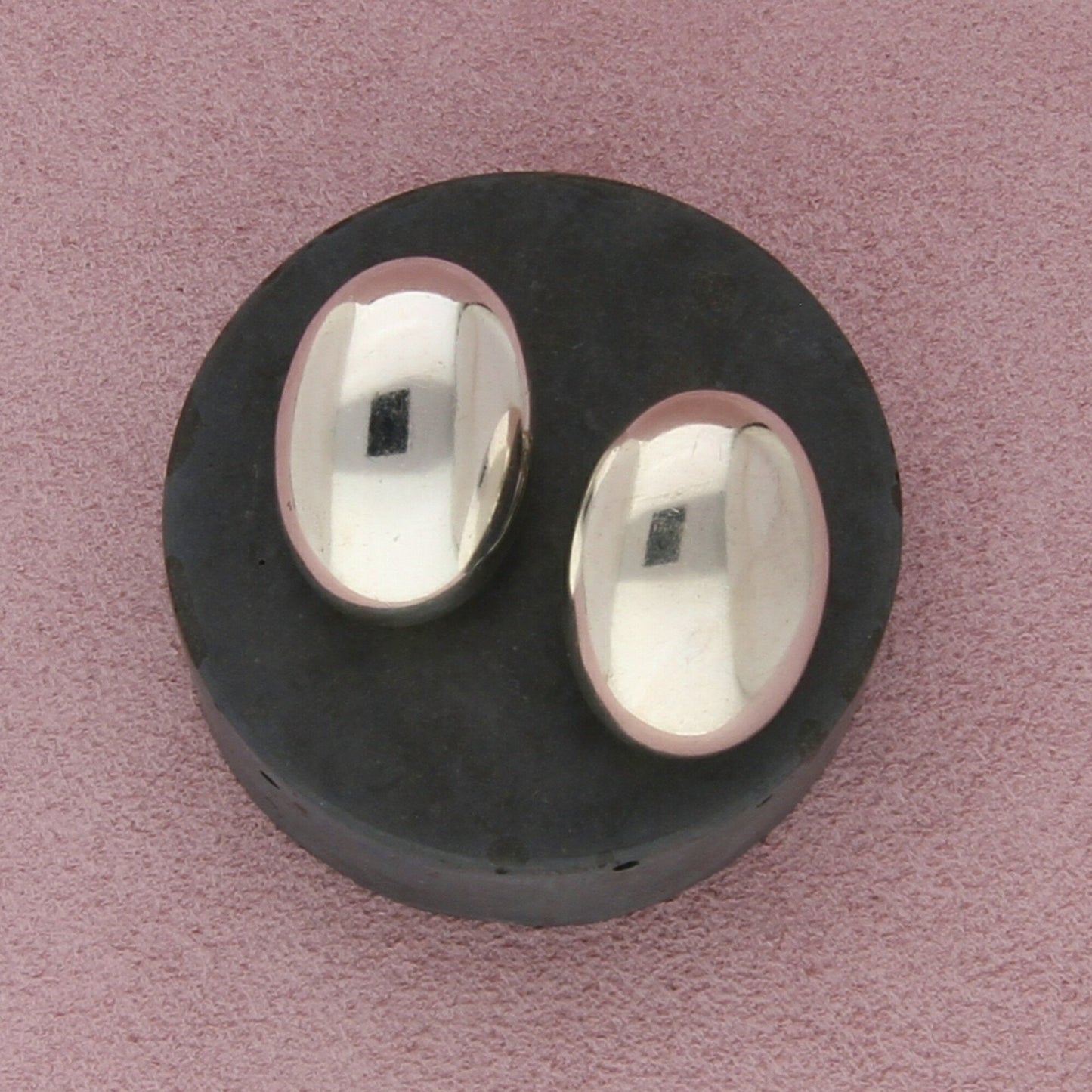 mexico sterling silver vintage domed clip-on earrings