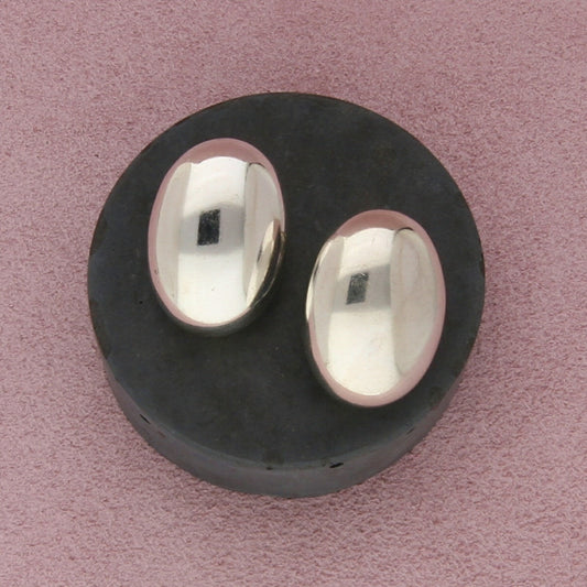 mexico sterling silver vintage domed clip-on earrings