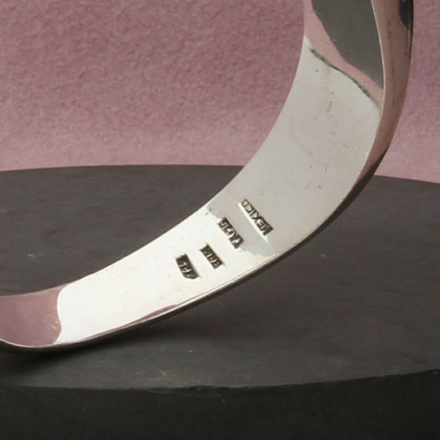 taxco mexico sterling silver vintage modernist clamper bracelet size 6.25in