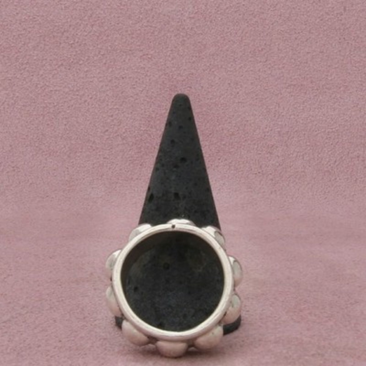 Sterling Silver Vintage Men's Beaded Raised Dome Band Ring Size 9.75