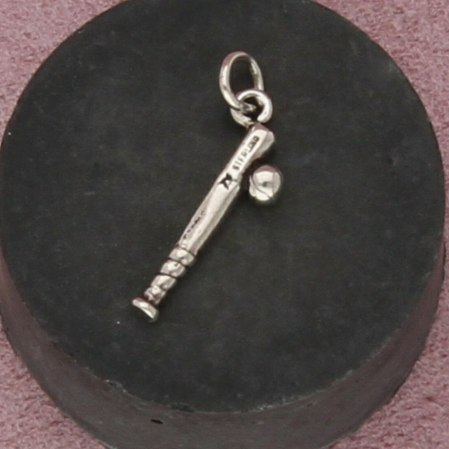 sterling silver vintage baseball and bat charm pendant