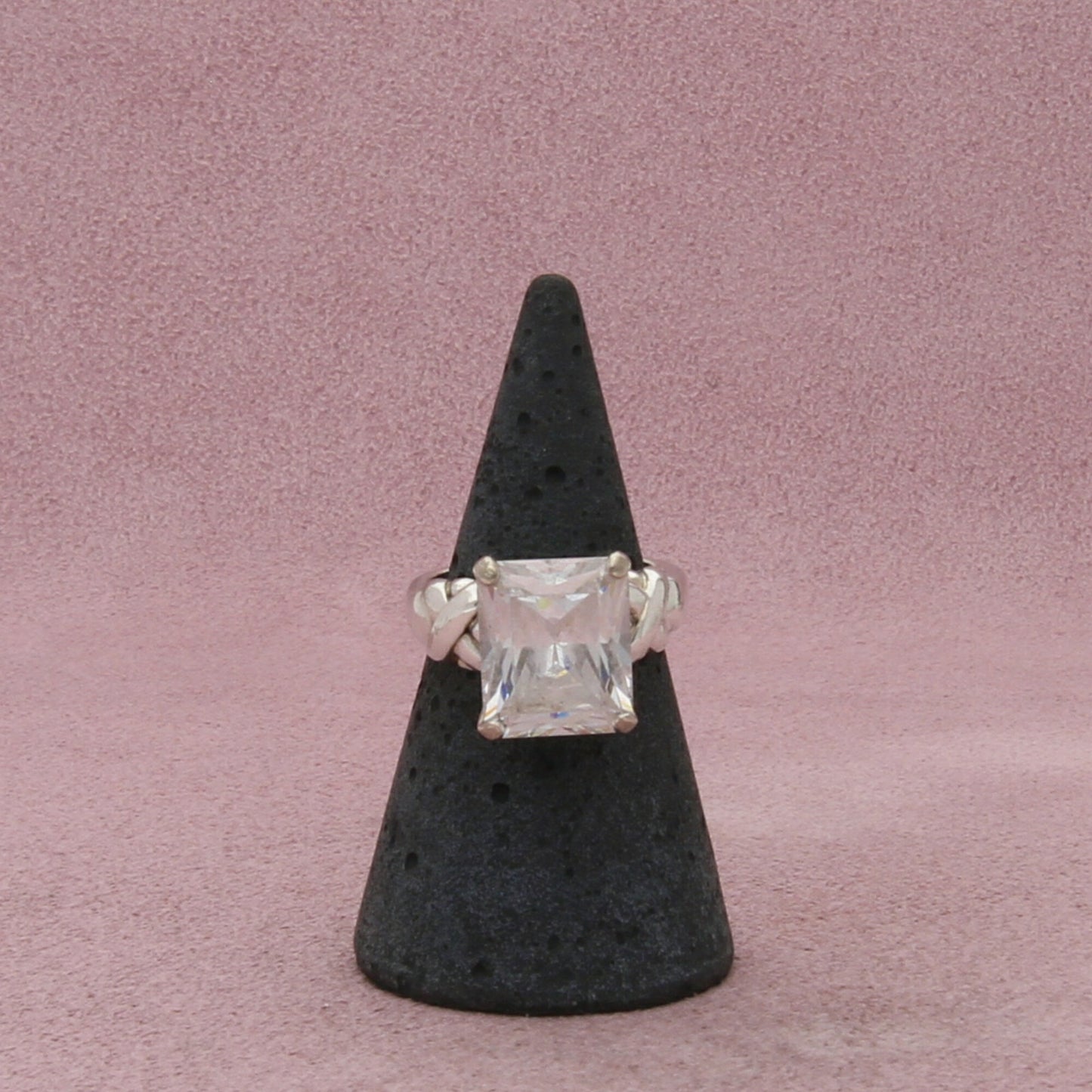 sterling silver emerald-cut cz engagement ring size 5.75