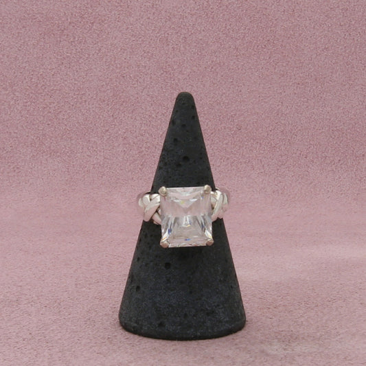 sterling silver emerald-cut cz engagement ring size 5.75