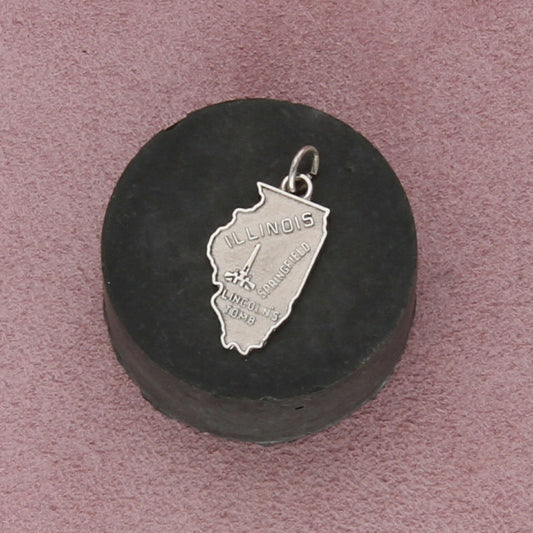 sterling silver vintage illinois state travel charm pendant