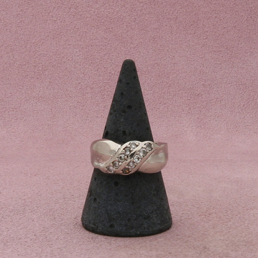 sterling silver clear cz crossover ring size 8.5