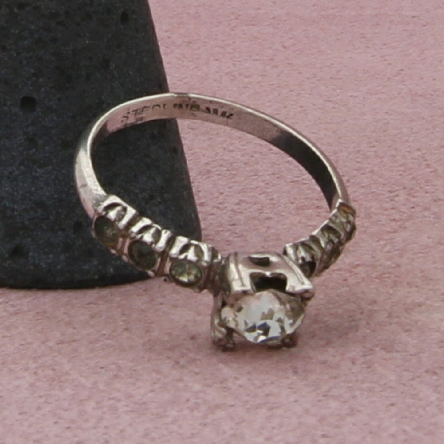 sterling silver vintage paste stone engagement ring size 10