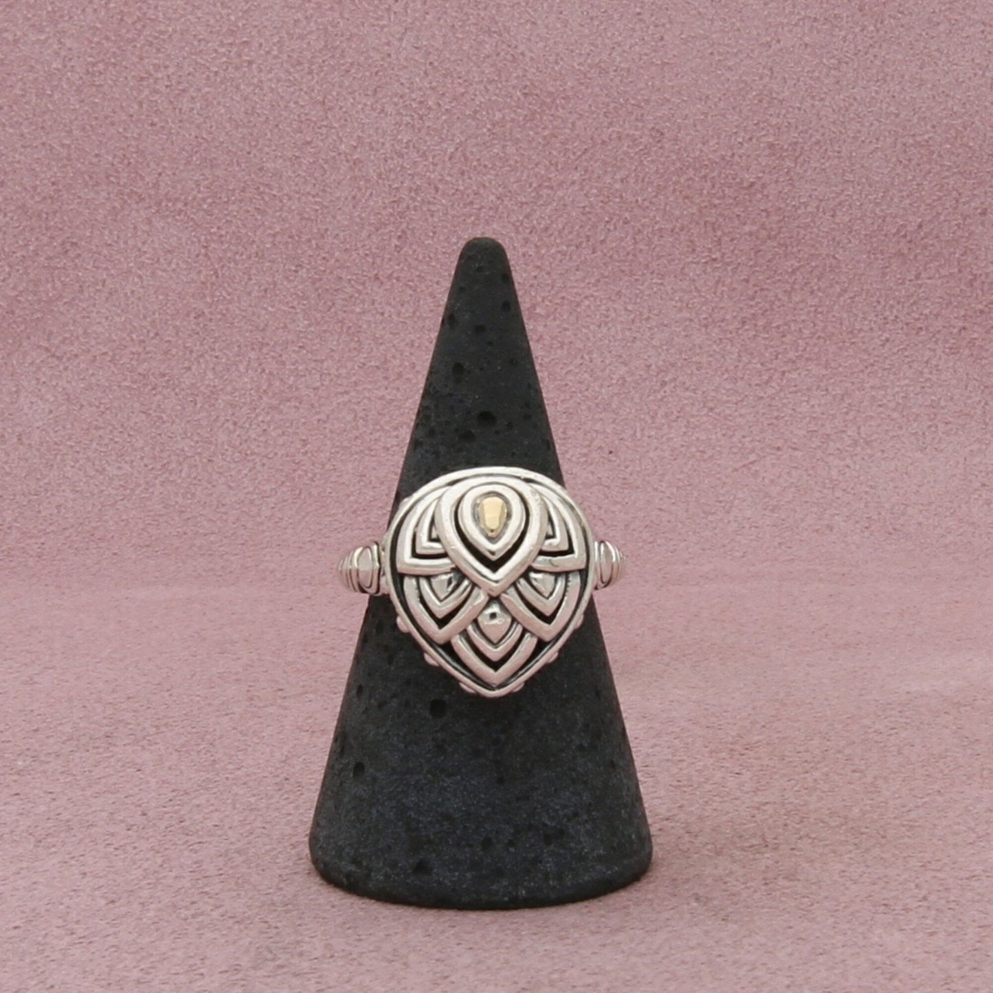 angela by john hardy sterling silver & 14k gold lotus flower ring size 7