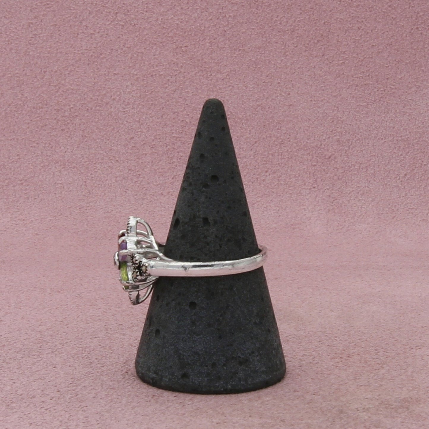 sterling silver marcasite peridot topaz garnet amethyst ring size 8.25