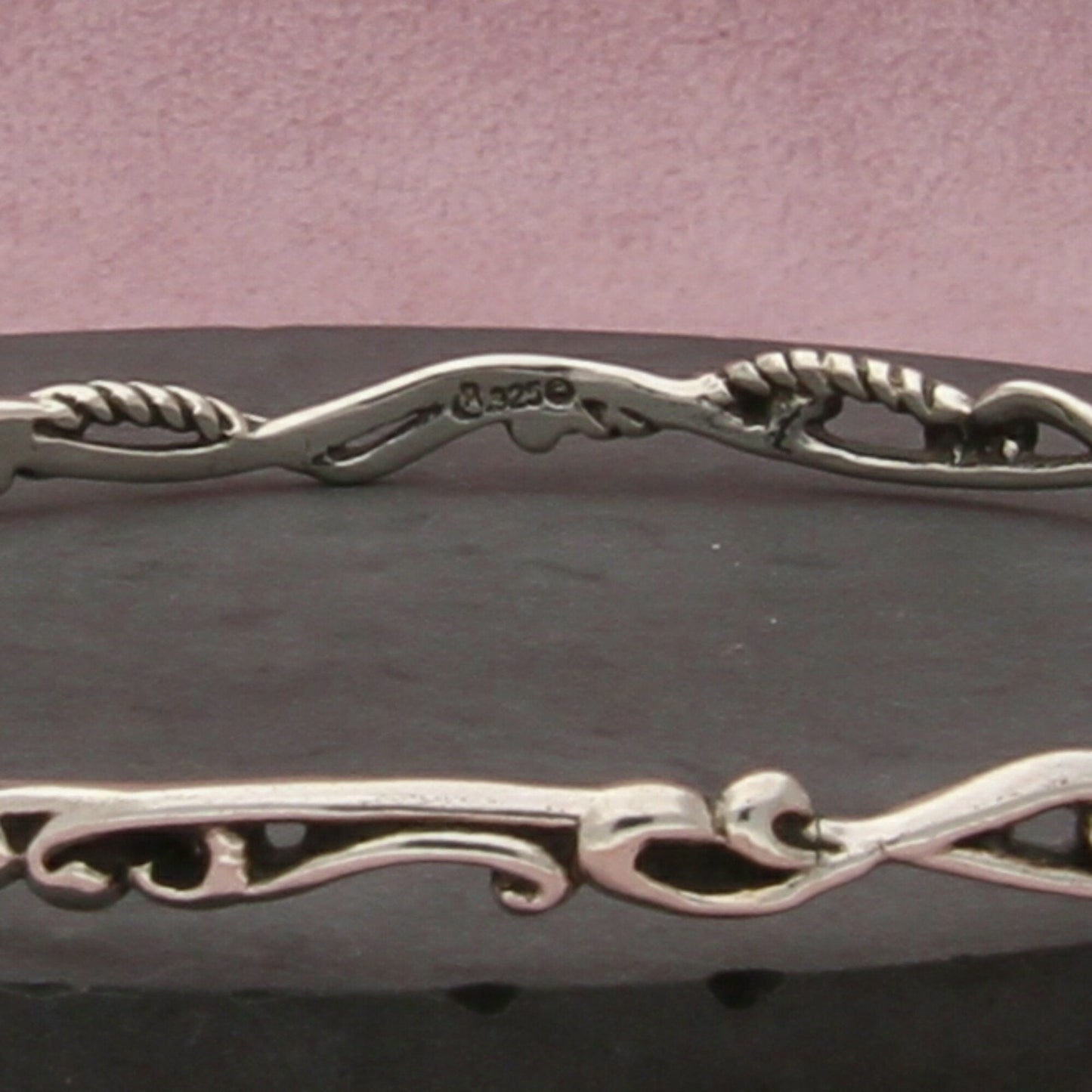 carolyn pollack sterling silver scroll stack bangle bracelet size 7.75in