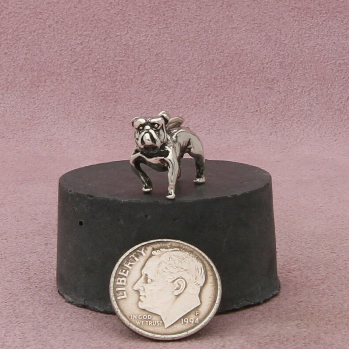 sterling silver vintage 3d bull dog charm pendant