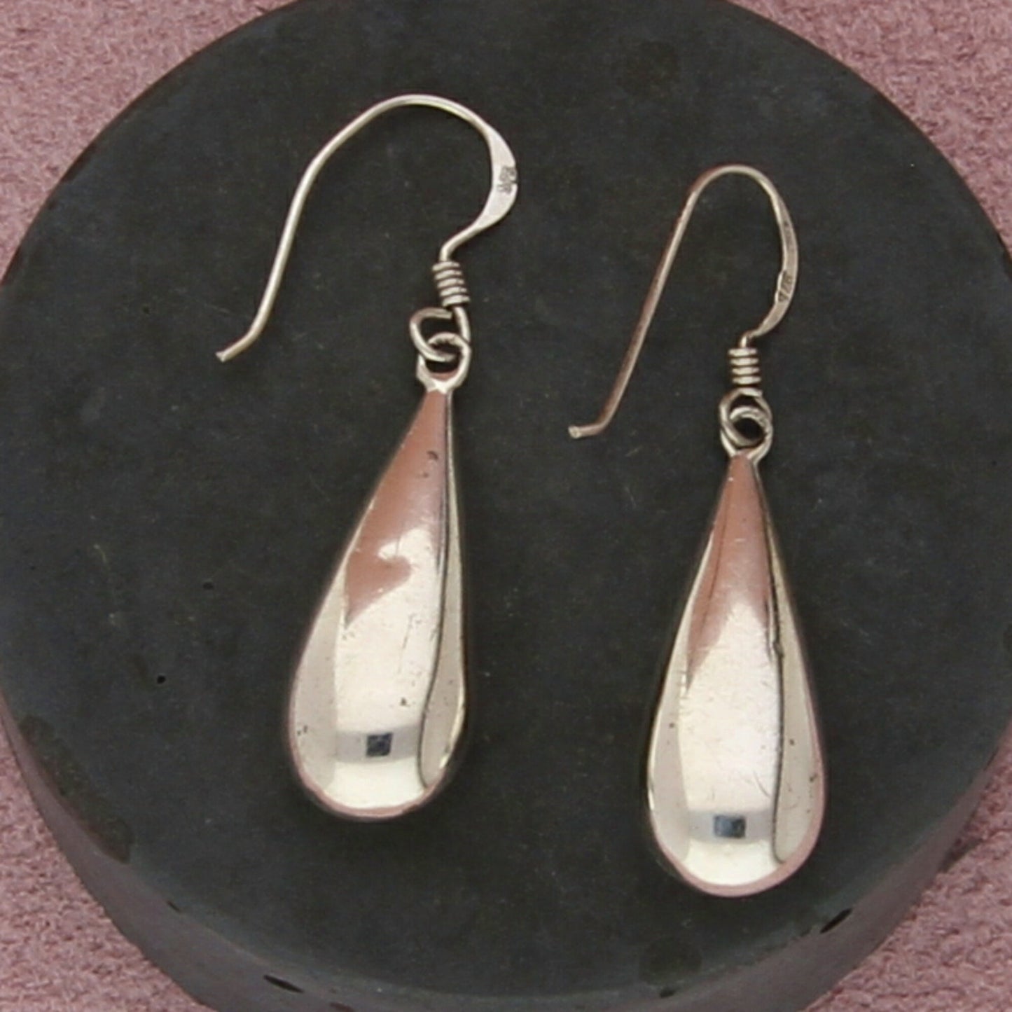 sterling silver vintage puffy drop dangle earrings