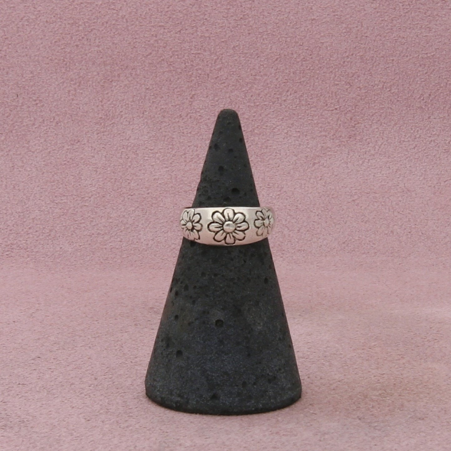sterling silver floral band toe ring size 3