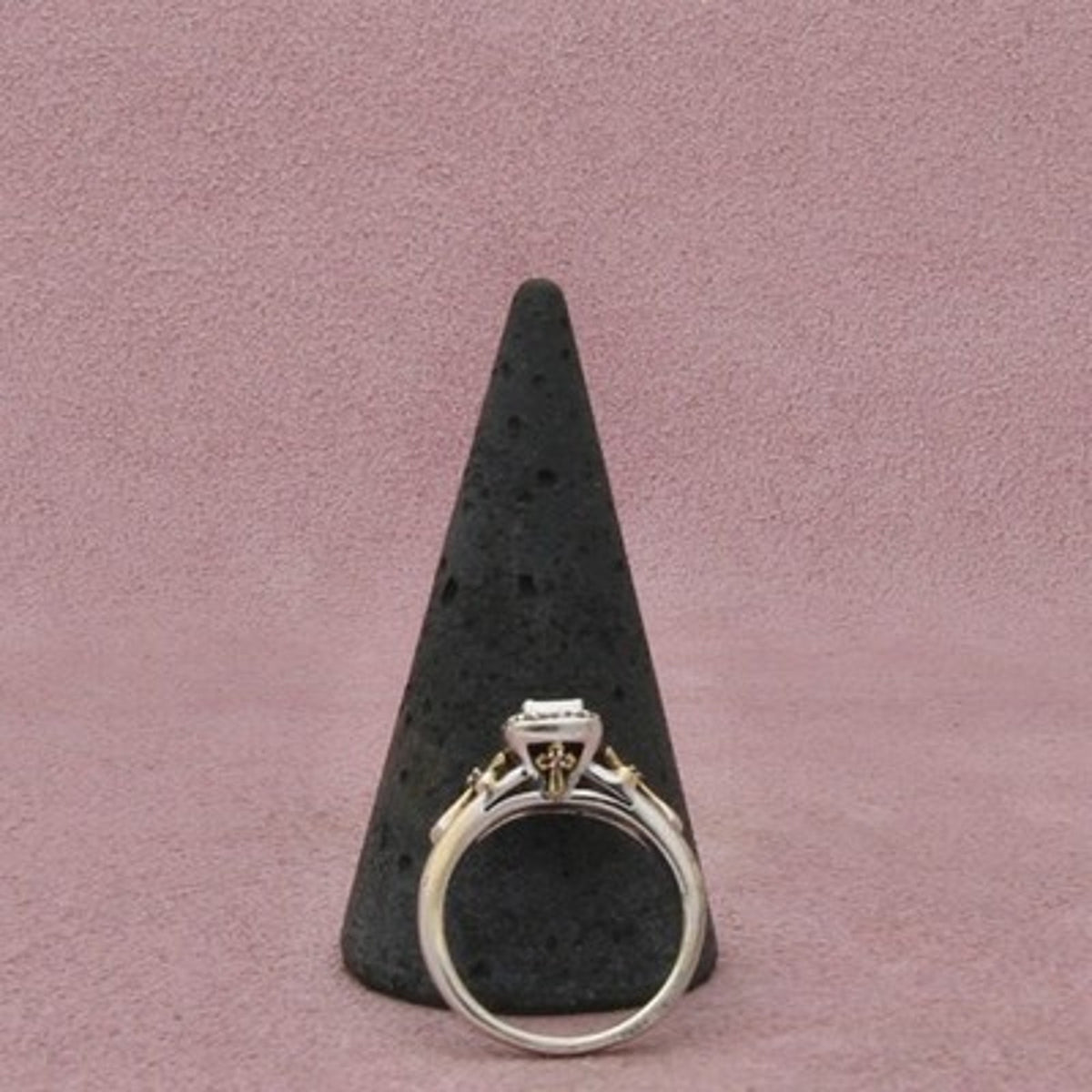 Kay Jewelers Sterling Silver Diamond Two Toned Cross Cluster Ring Size 4.75