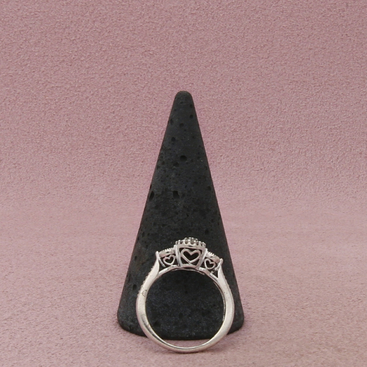 Zales Sterling Silver Diamond Three Round Motifs Milgrain Ring Size 4.75