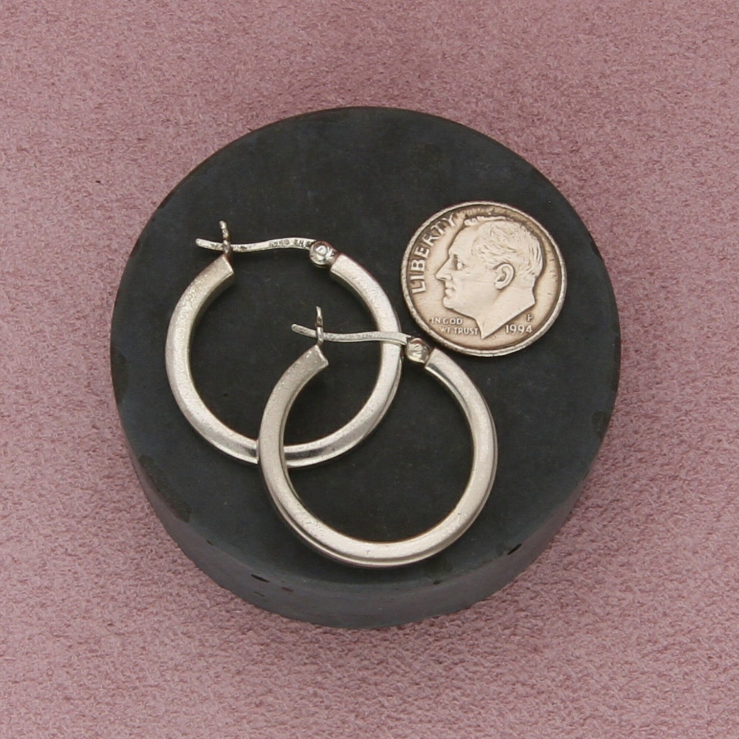 sterling silver vintage 25mm edged hoop earrings