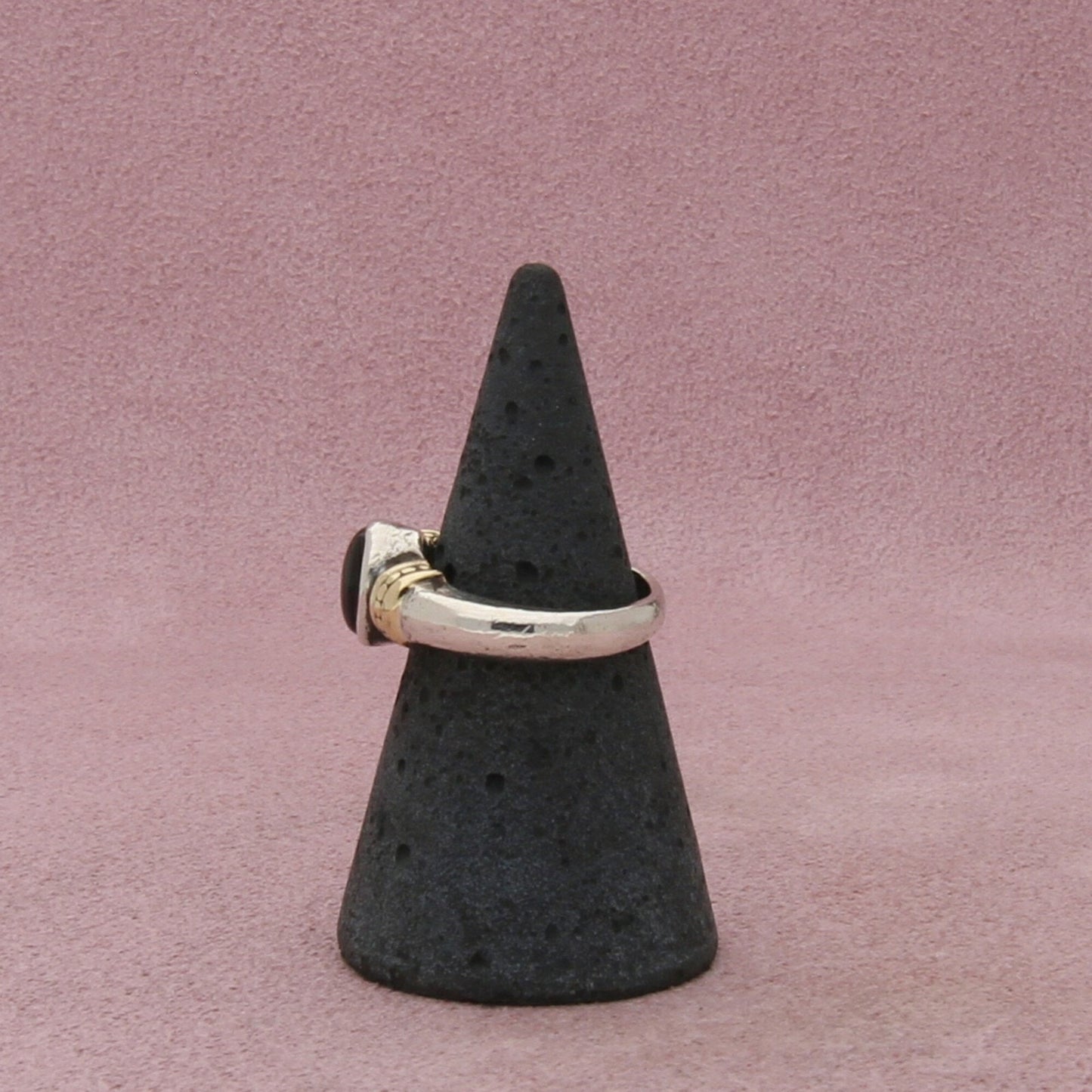 sterling silver gold accent black onyx ring size 5.25