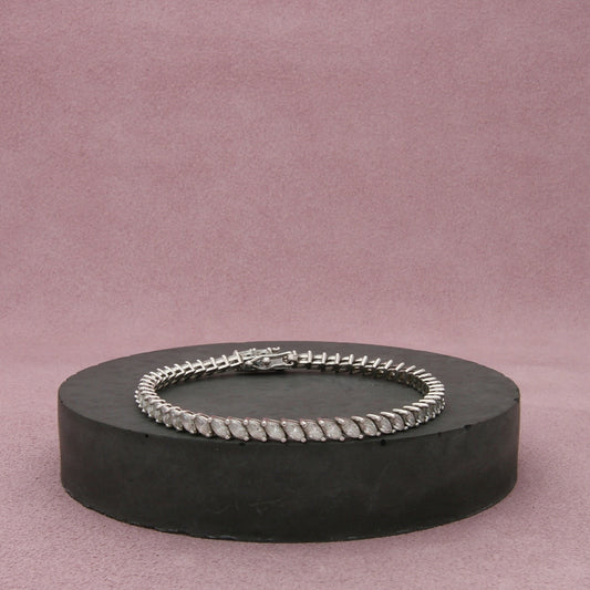 sterling silver marquise-cut cz tennis bracelet size 6.75in