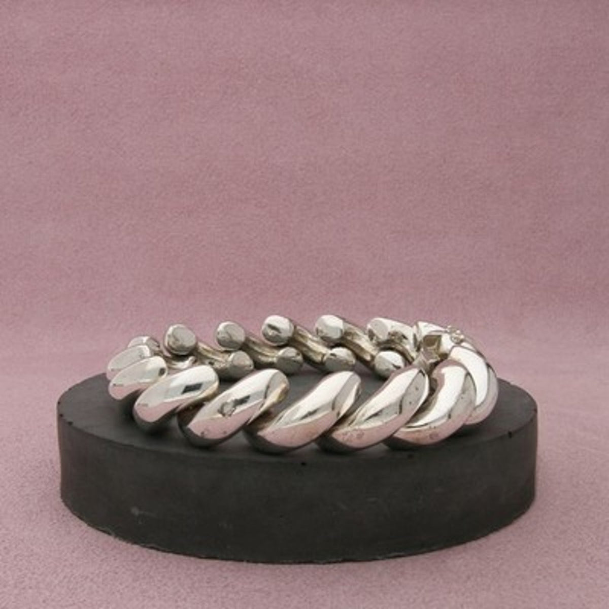 Sterling Silver Italy Chunky 13mm San Marco Link Bracelet Size 7in