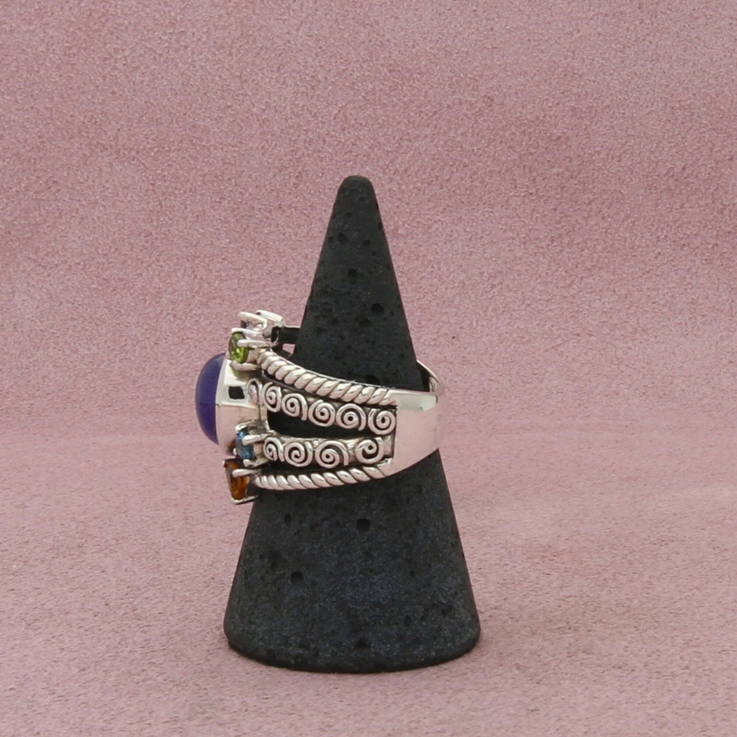 robert manse sterling silver topaz peridot amethyst citrine ring size 8