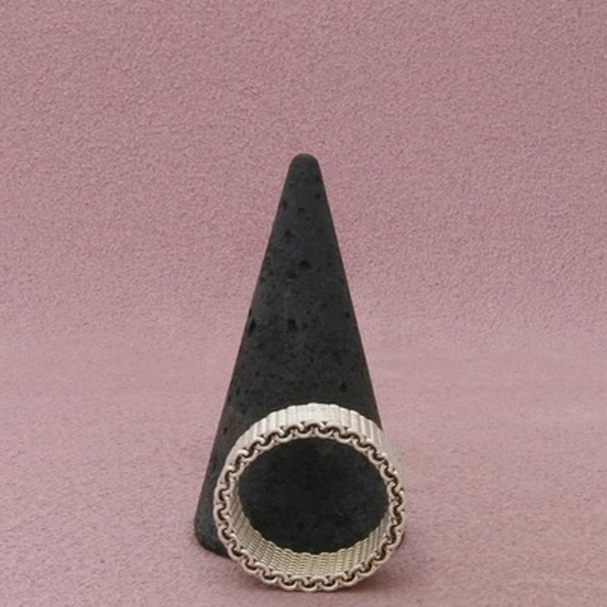 Sterling Silver 10mm Wide Mesh Band Ring Size 7
