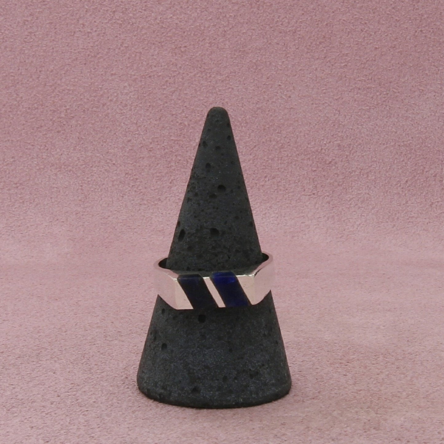 sterling silver vintage mexico sodalite flat top band ring size 9