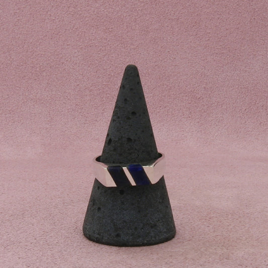 sterling silver vintage mexico sodalite flat top band ring size 9