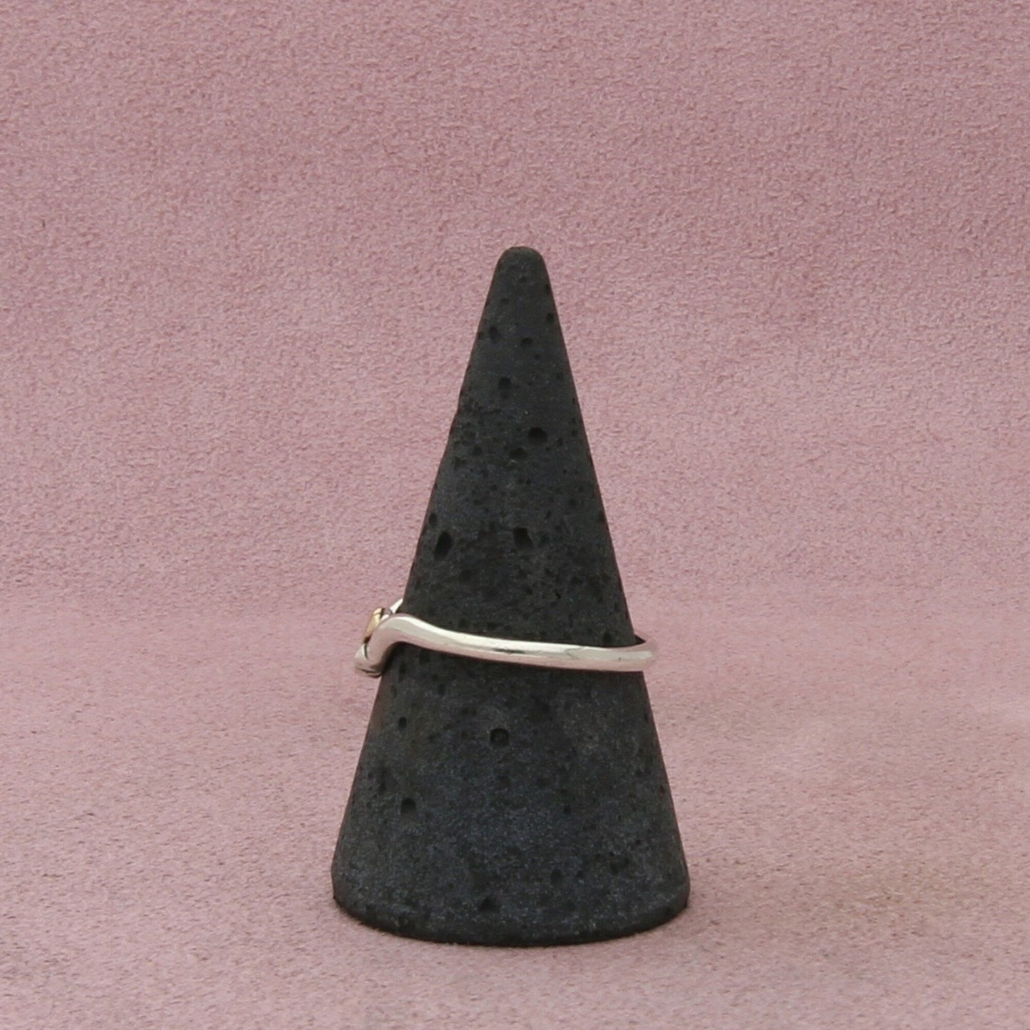 sterling silver & 14k gold paw print stack ring size 8.75