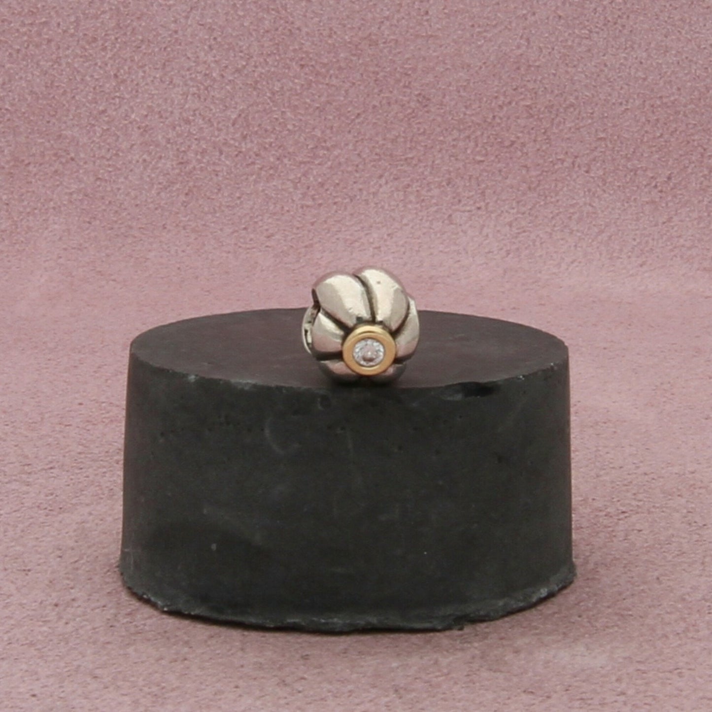 pandora sterling silver & 14k gold cz blooming pearl dangle bead charm pendant