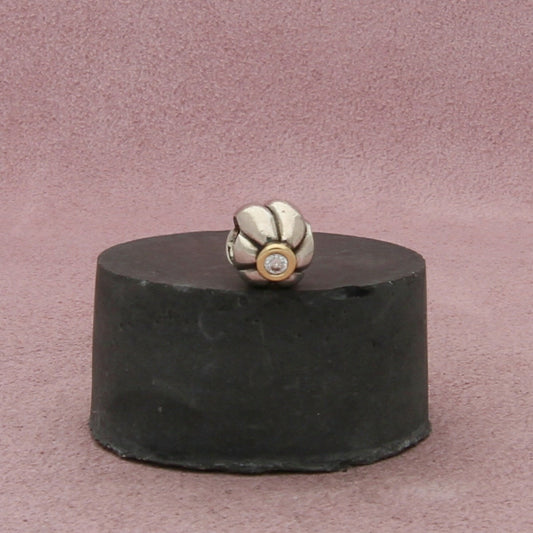 pandora sterling silver & 14k gold cz blooming pearl dangle bead charm pendant