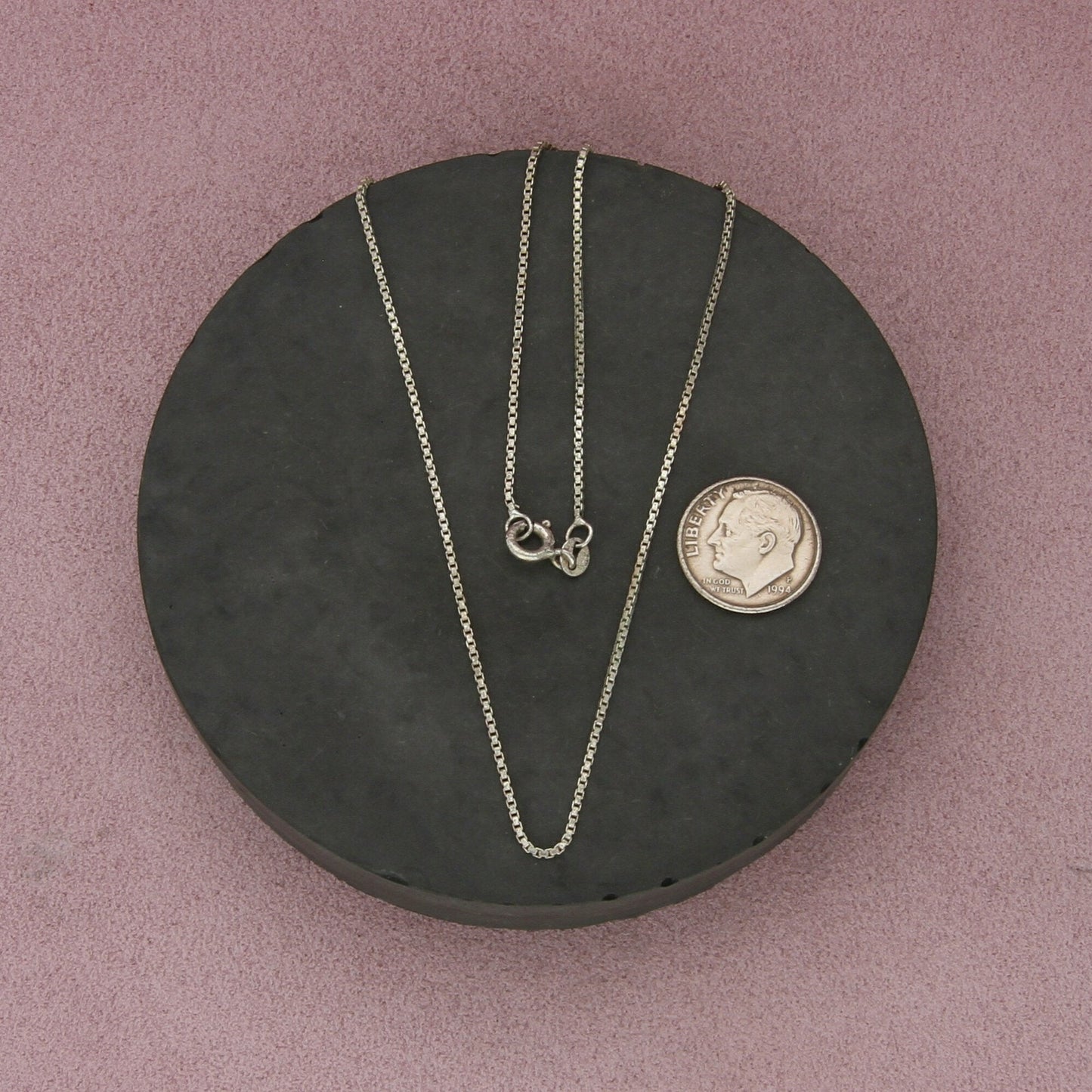 sterling silver 1mm box chain necklace size 17.5in