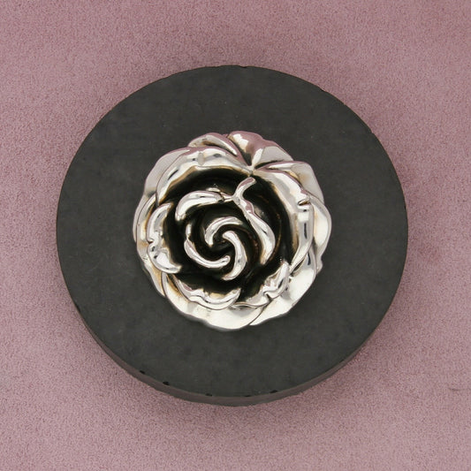 sterling silver large israel electroform rose flower pendant brooch