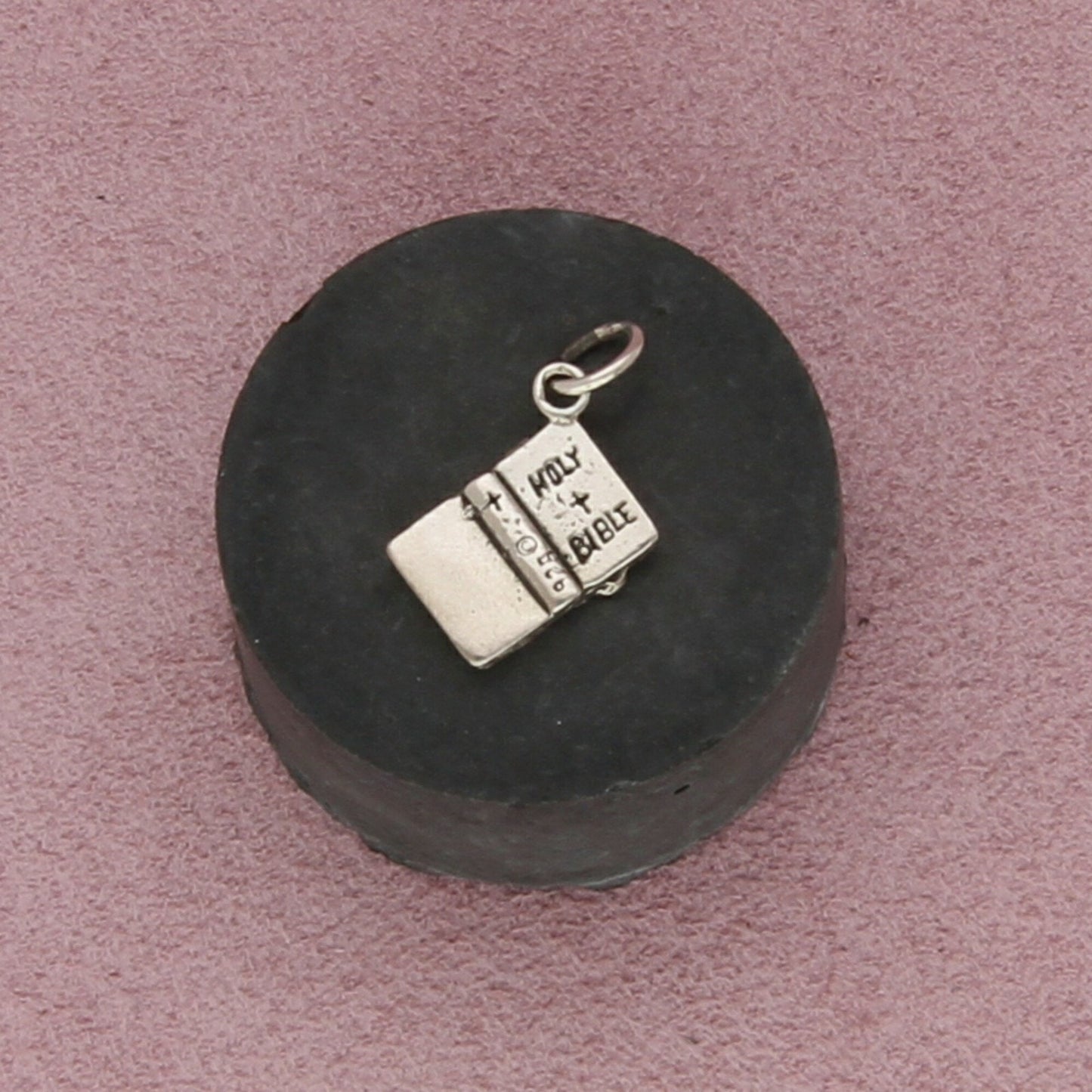 sterling silver vintage open holy bible charm pendant
