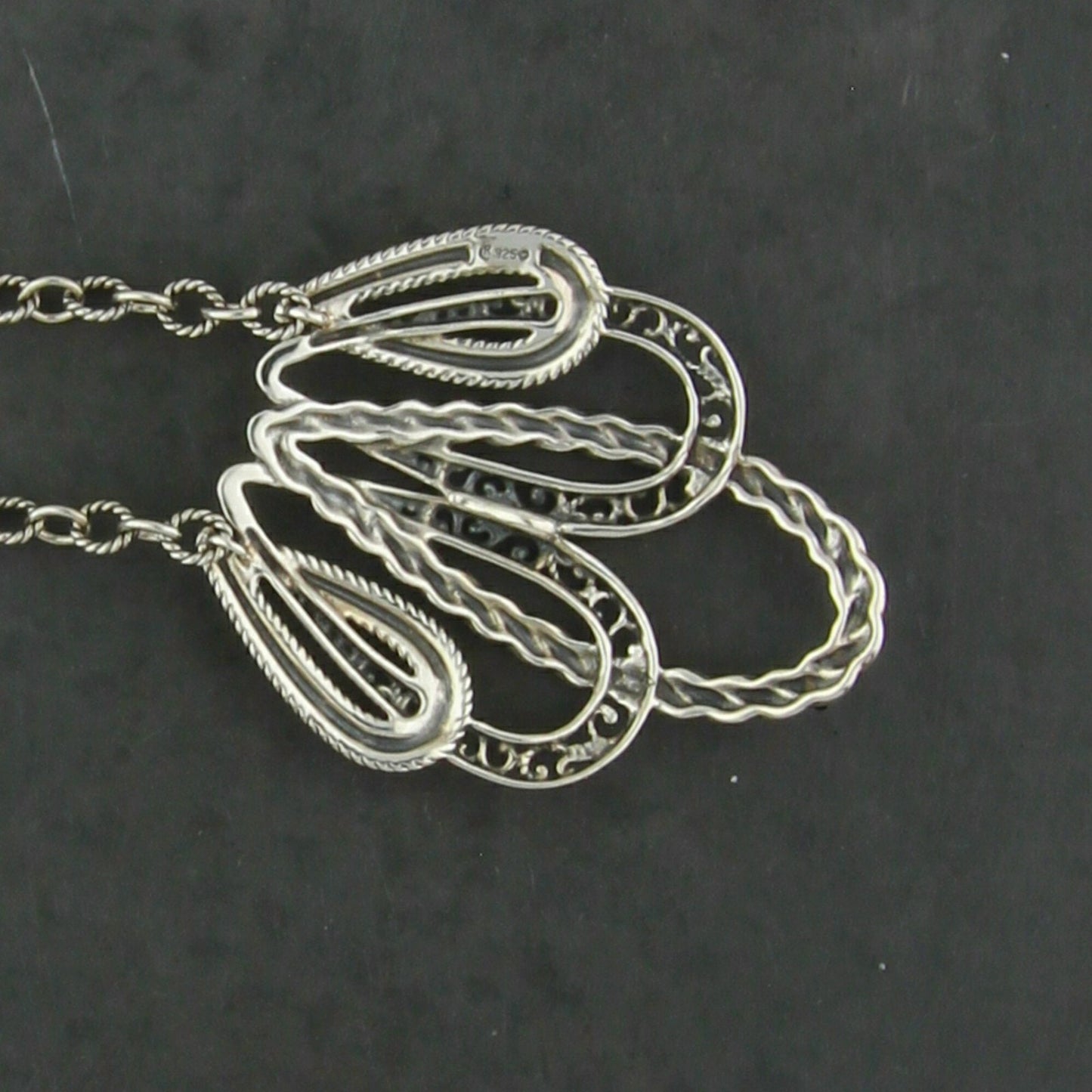 carolyn pollack sterling silver southwestern scroll rope necklace size 16-19in