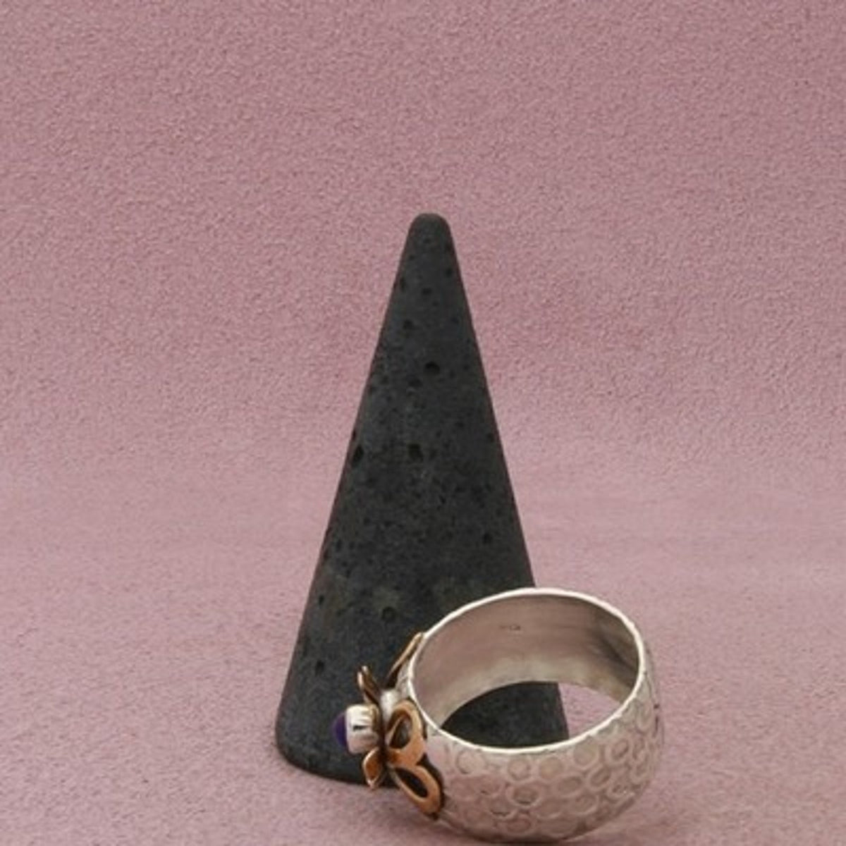 Sterling Silver Vintage Gold Accent Artisan Crafted Ring Size 8.75